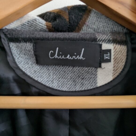 CHICWISH Women's Shawl Collar Wool Blend Coat, Neutral, XL,EUC - Picture 3 of 4